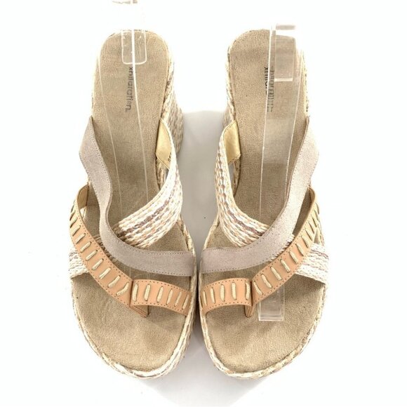 Xhilaration sandals 9 gray tan leather suede chunky platforms vintage y2k 90s - Picture 4 of 14